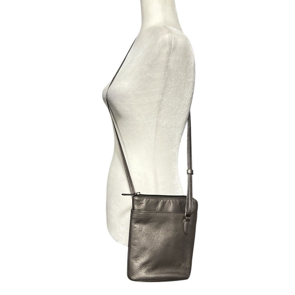 DEREK ALEXANDER Leather Metallic Crossbody Bag